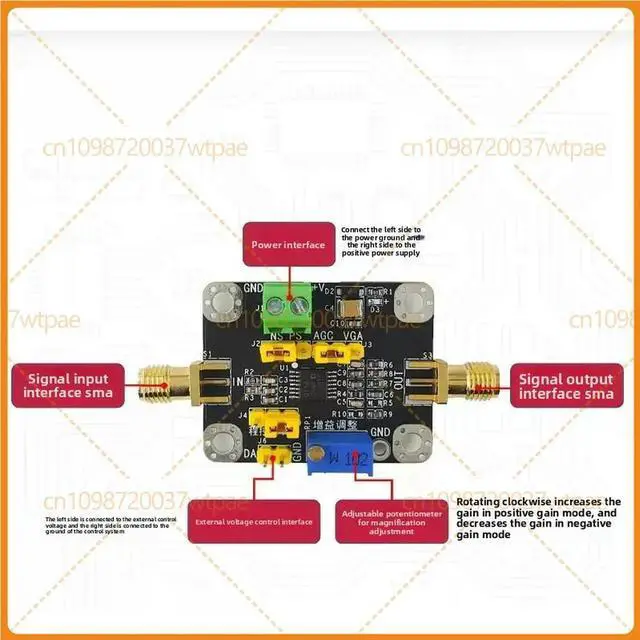 Alt view image 2 of 6 - For AD8367 VGA AGC VoltageControlled Gain Amplifier Module, 500MHz Bandwidth, 45dB Gain Adjustment Range