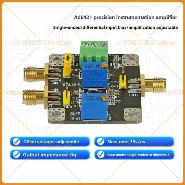Main image of For AD8421 Instrument Amplifier Module, HighPrecision mV uV Weak Signal Amplifier, Singleended Differential Input