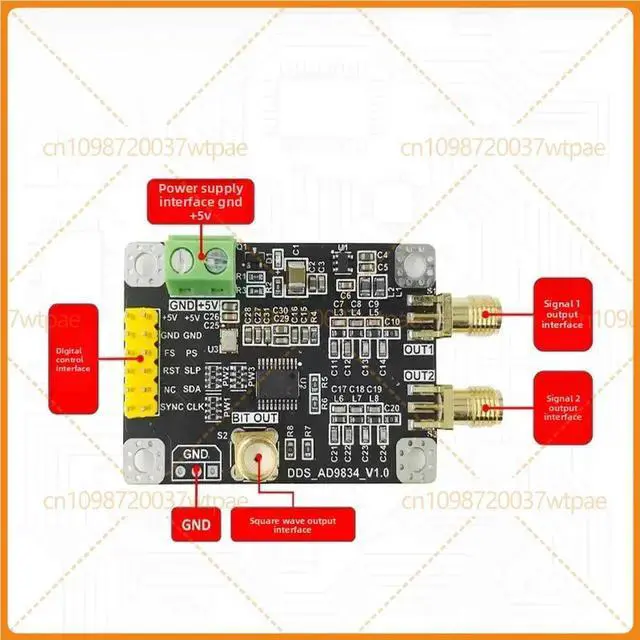 Alt view image 2 of 3 - For AD9834 DualChannel HighSpeed DDS Signal Generator Module, Sine Triangle Square Wave Output