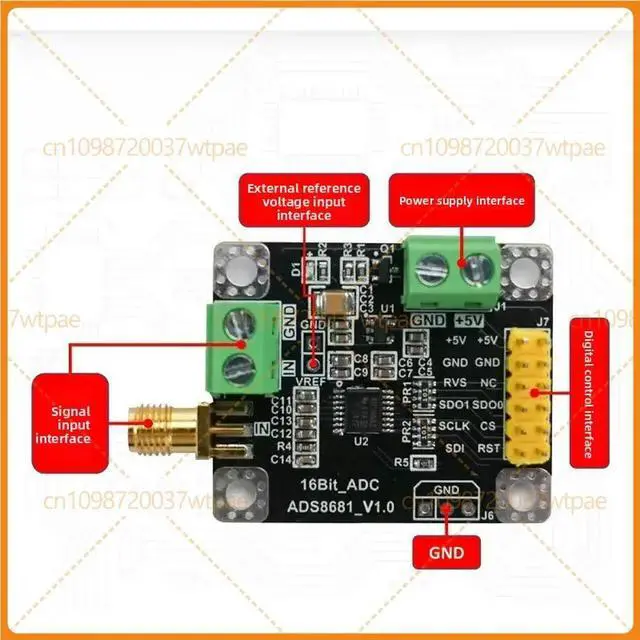 Alt view image 2 of 3 - For ADS8681 16Bit ADC Data Acquisition Module, 1MSPS Sampling Rate, Singleended And Bipolar Input