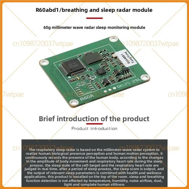 Alt view image 2 of 3 - For R60ABD1 60G Millimeterwave Radar Module, Breathing Heartbeat Sleep Monitoring Sensor