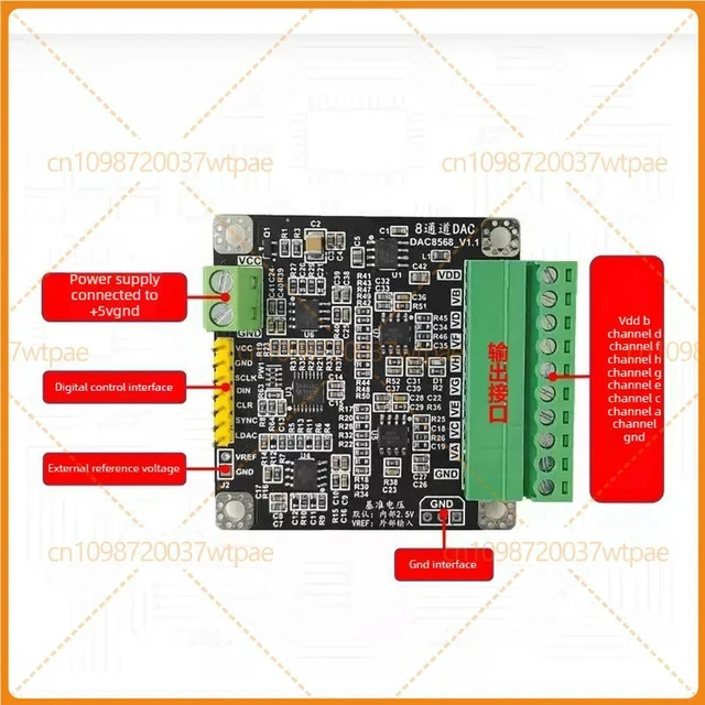 Alt view image 2 of 3 - For DAC8568 8Channel 16Bit HighPrecision DAC Converter Module, Adjustable ±5V Output
