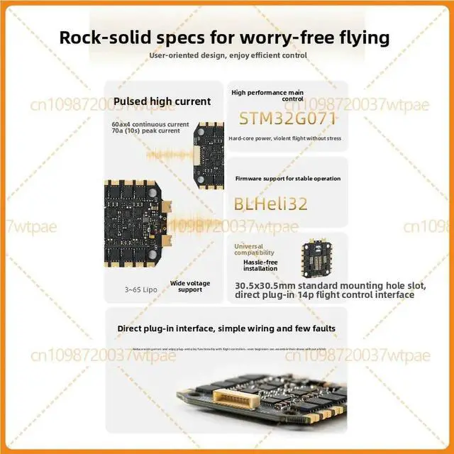 Alt view image 3 of 3 - For MADBL32 60A 4in1 BLHELI32 ESC 6S Bidirectional DSHOT AdjustableSpeed FPV Quadcopter Accessory