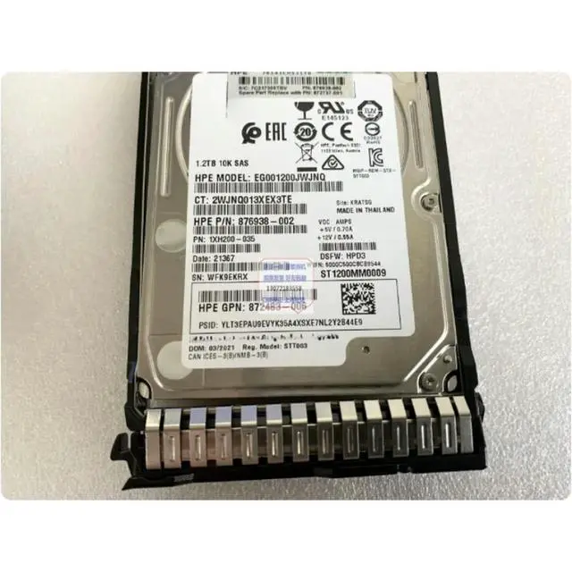 Alt view image 2 of 3 - For 872479-B21 872737-001 1.2TB 10K 12G SAS Server Hard Drive Replacement Parts