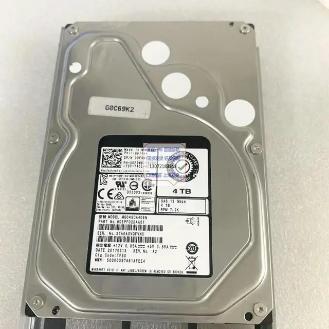 Alt view image 2 of 3 - For 00F9W8 MG04SCA40EN 4TB 7.2K 12G SAS 3.5 Inch Server Hard Drive For R740