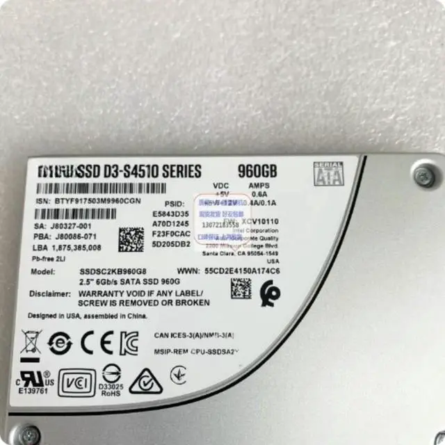 Alt view image 3 of 3 - For SSDSC2KB960G8 D3-S4510 960GB SATA Read Intensive SSD Replacement Parts