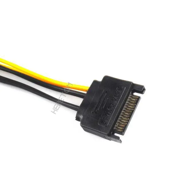 Alt view image 6 of 6 - SATA 15 pin Male to 8 pin ( 6+2 ) PCI-Express PCIe Video Graphic Card GPU Power Adapter Cable 20cm