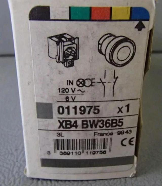 Alt view image 4 of 6 - In stock XB4BW36B5 blue flush complete illum pushbutton Ø22 spring return 1NO+1NC 24V Fast delivery