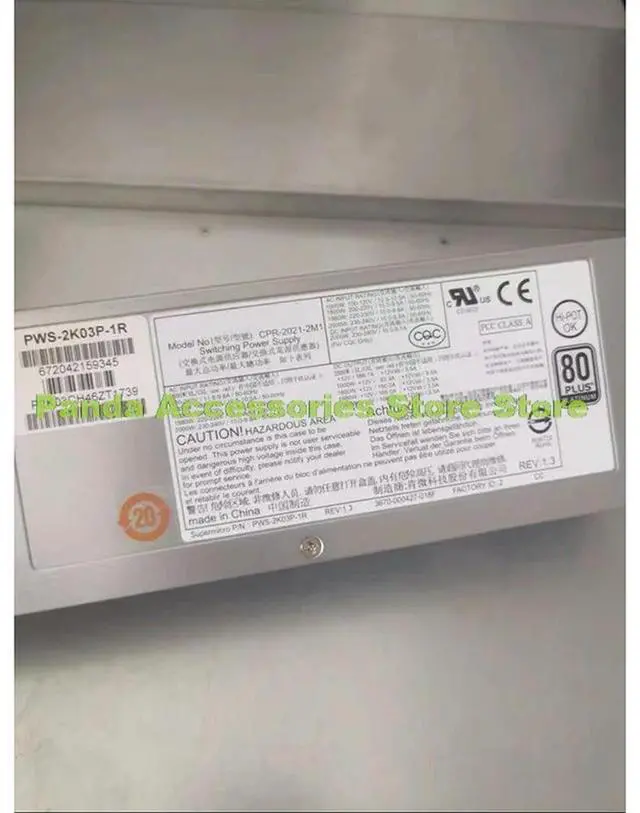 Main image of PWS-2K03P-1R CPR-2021-2M1 2000W Server Power Supply For 4028GR Before Shipment Test