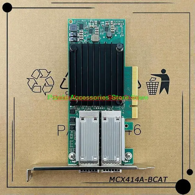 Alt view image 2 of 3 - Stable Performance CX414A ConnectX-4 40/56GbE PCI-Ex8 Dual Port 10 Gigabit Fiber Optic Network Card InfiniBand NIC MCX414A-BCAT