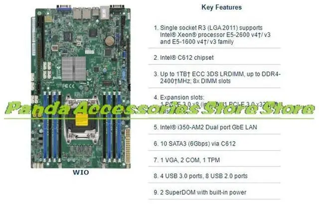 Alt view image 2 of 3 - X10SRW-F Server Motherboard C612 DDR4 Support ® Xeon® processor E5-2600 v4/ v3 and E5-1600 v4/ v3 family
