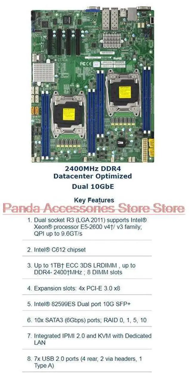 Main image of Stable Performance X10DRD-iTP Two-way Server E-ATX Motherboard 2011 C612 Xeon E5-2600 v3/v4 Family DDR4 PCI-E 3.0