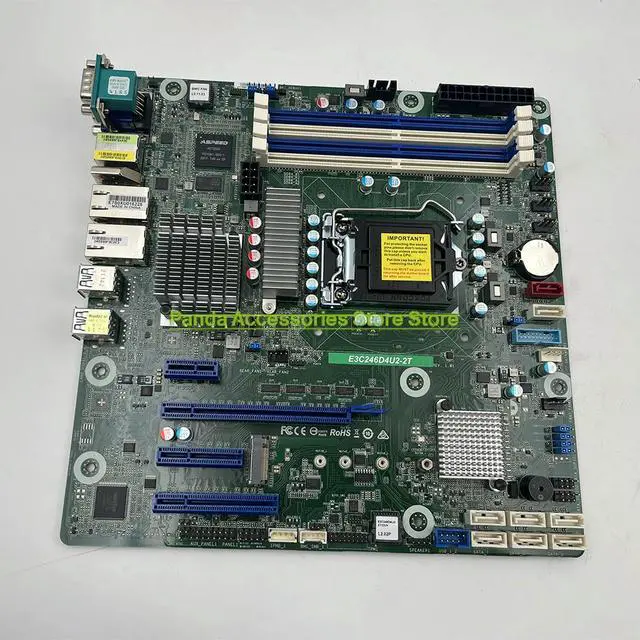 Alt view image 2 of 3 - E3C246D4U2-2T Workstation Motherboard with Dual X550 10GbE Support E-2200 Network Card
