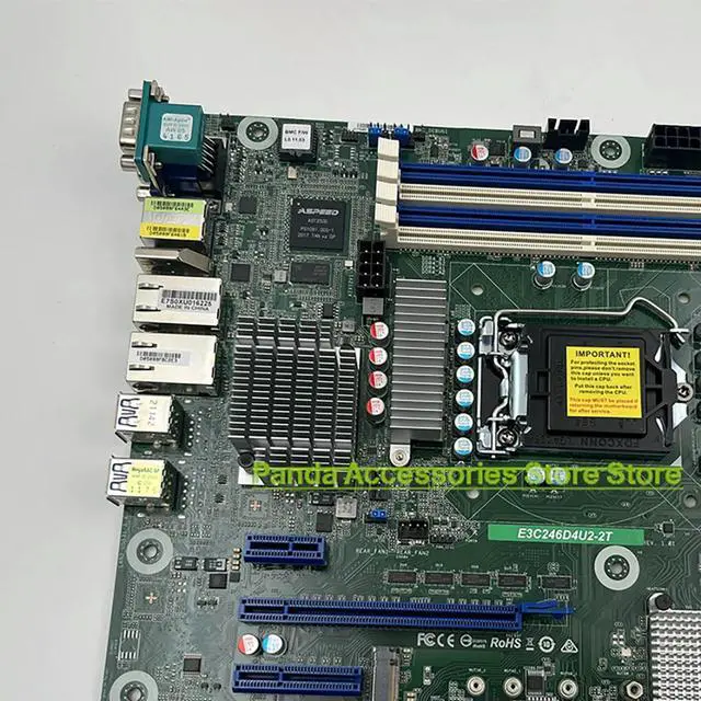 Alt view image 3 of 3 - E3C246D4U2-2T Workstation Motherboard with Dual X550 10GbE Support E-2200 Network Card