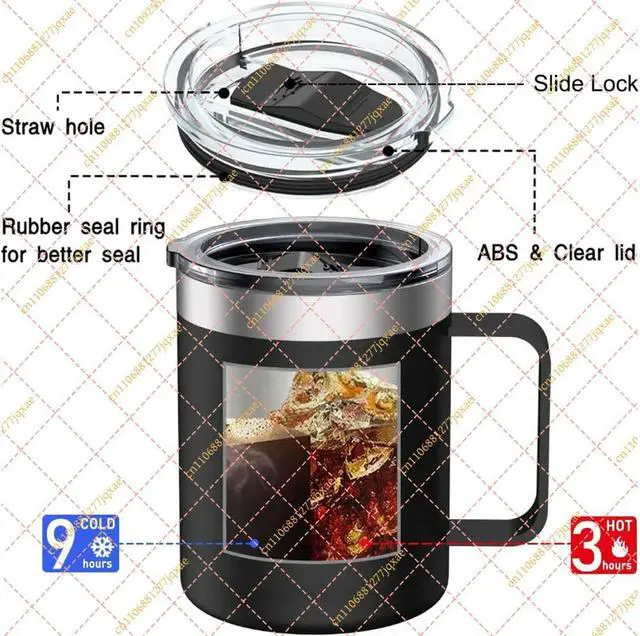 Alt view image 3 of 6 - 12 oz Stainless Steel Insulated Coffee Mug Tumbler with Handle and Lid for Hot & Cold Drinks