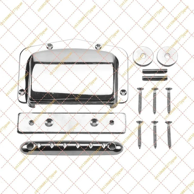 Alt view image 2 of 6 - 1 Set Fixed Adjustable Bridge & Tailpiece, Replacement Parts for Teisco Style Guitars