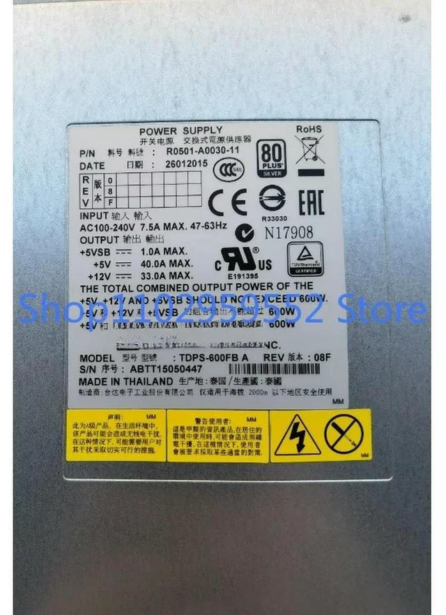 Alt view image 2 of 3 - 1pcs for HDS HUS 3285197-P 3285197-A R0501-A0030-07 TDPS-600FB A Power Supply