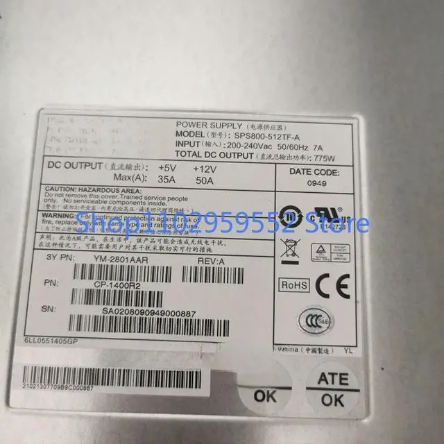 Alt view image 2 of 3 - 1pcs for D200 775W Cabinet Power Supply CP-1400R2 SPS800-512TF-A