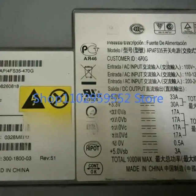 Alt view image 2 of 2 - 1pcs for U25 U45 300- 1800-02/03 1000W API4FS35-470G API4FS35 power supply