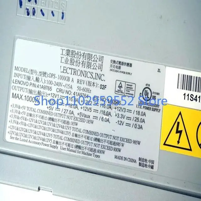 Alt view image 2 of 2 - 1pcs PSU For D10 D20 1000W Power Supply DPS-1000GB A 41A9765 41A9764