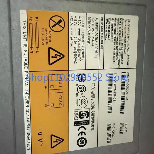 Alt view image 2 of 2 - 1pcs for 23-0000067-01 2000w DCX 8510-8 Power Supply AA25760L