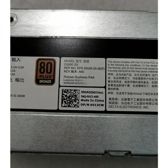Alt view image 2 of 2 - 1Pcs for T330 server 350W cold power supply D350E-S3 DPS-350AB-28 AHMNXX V13CW
