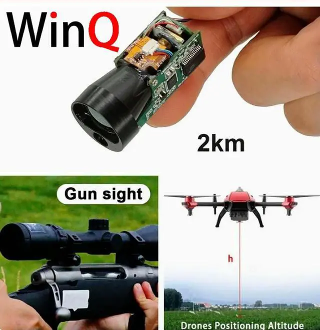 Alt view image 2 of 3 - The UAV uses a laser rangefinder UART cylindrical 2km distance measurement laser rangefinder sensor