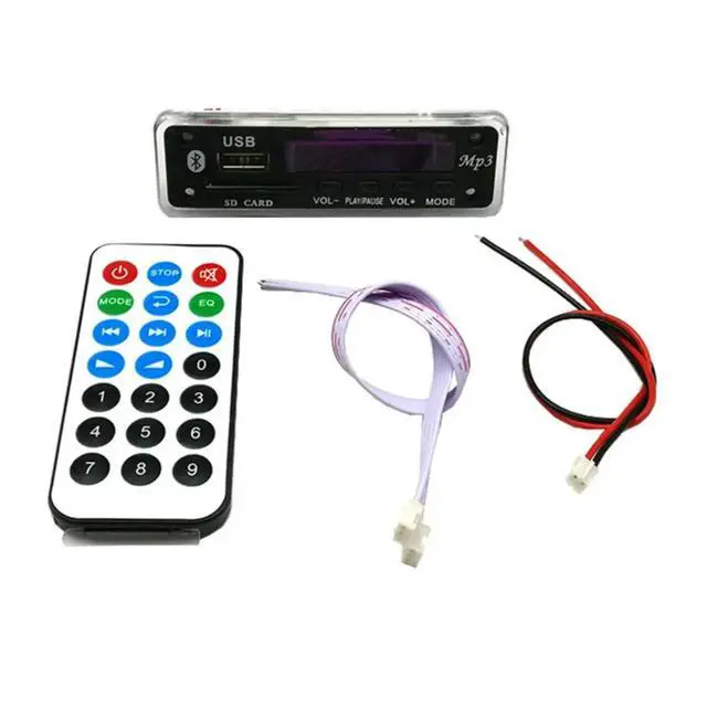 Alt view image 3 of 3 - 12V Bluetooth 5.0 MP3 Player Decoding Board Folder Switching USB TF FM Module Speaker Car Kit