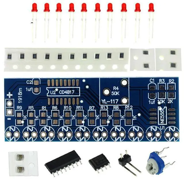 Alt view image 3 of 3 - Electronics Kits NE555+CD4017 Light Water Flowing LED Module DIY Kit