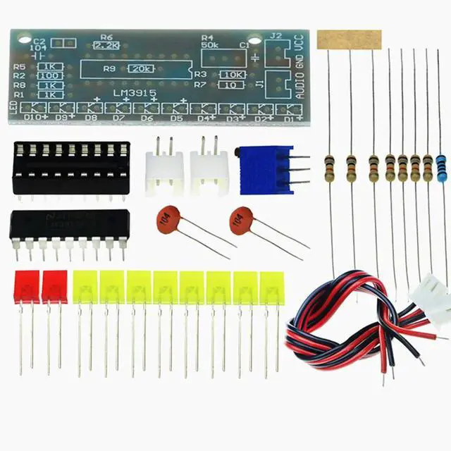 Alt view image 2 of 3 - LM3915 DC 9V-12V 10 LED Sound Audio Spectrum Analyzer Level Indicator Kit DIY Electoronics Soldering Practice Set oratory