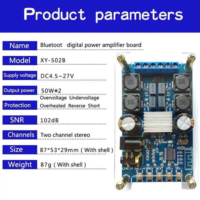 Alt view image 2 of 3 - XY-502B PA3116 Digital Audio Amplifier Board TPA3116D2 Subwoofer Speaker Amplifiers DC4.5V-24V 2*50W