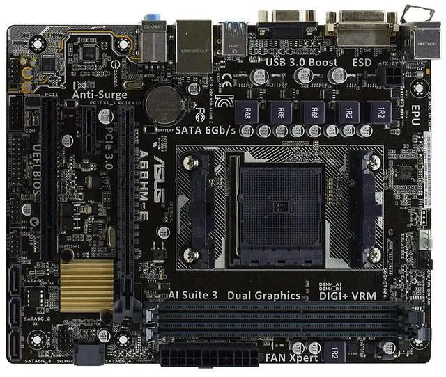 Alt view image 2 of 3 - A68HM-E Motherboard Socket FM2 FM2+ A68H 2×DDR3 PCI-E 3.0 USB3.0 Micro ATX support A8AD7600 Athlon X4 AD850X cpu