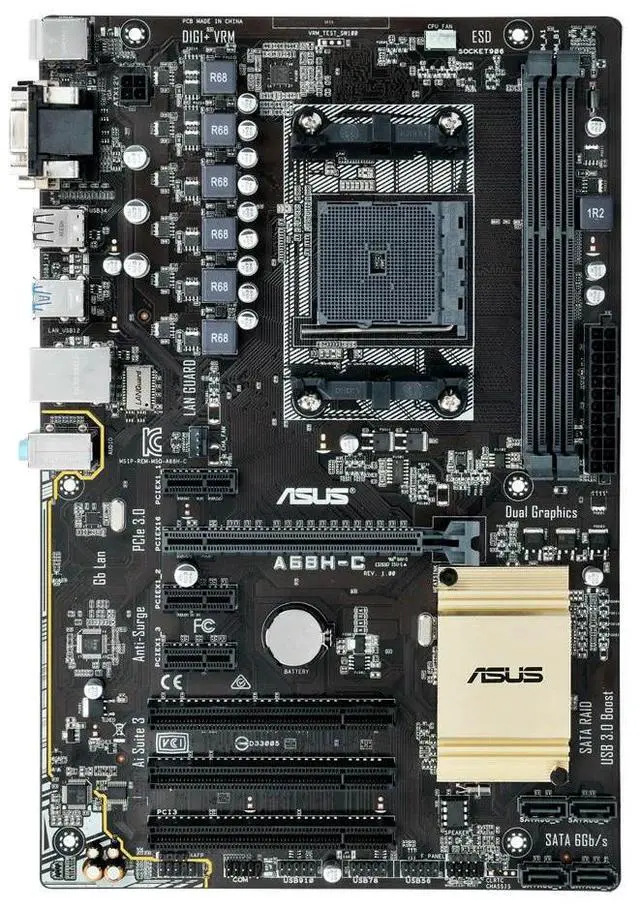 Alt view image 2 of 3 - A68H-C A68H Motherboard Socket FM2+ A10-7850K A8-7650K A6-7400K A10-7870 A4-7300B DDR3 32GB ATX PCIe 3.0 x16 VGA ATX