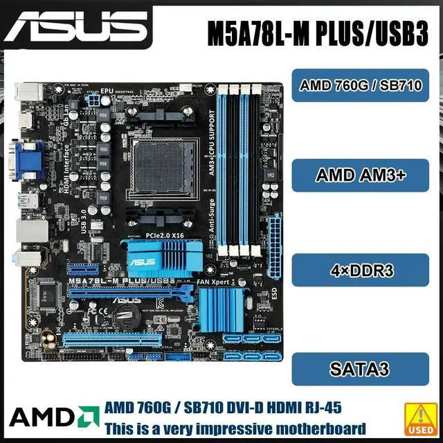 Main image of M5A78L-M PLUS/USB3 Socket AM3/AM3+ Motherboard DDR3 SATA II PCI-E 2.0 ATX 760G Motherboard For FX-6300 4200 cpus