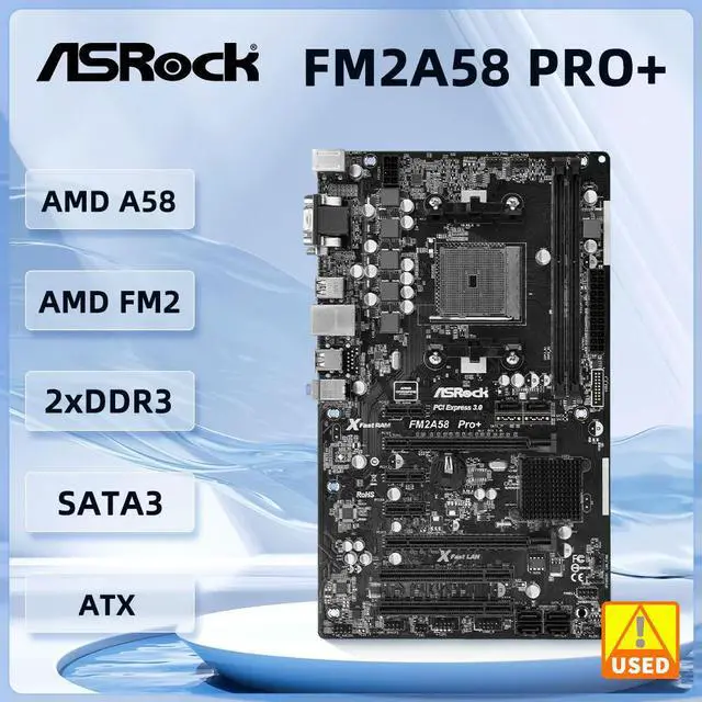 Main image of FM2A58 Pro+ Motherboard Socket FM2+ A58 DDR3 32GB ATX support A10 787 X4 870 A8 560 A10 770 cpu