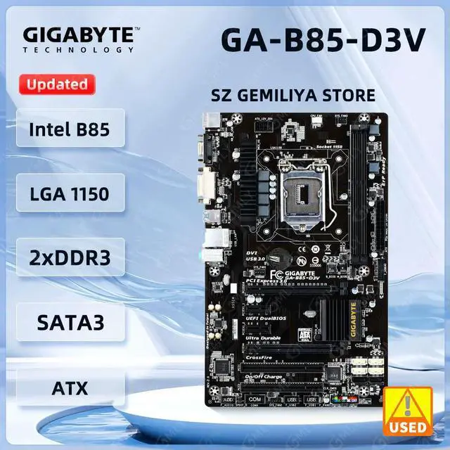 Alt view image 2 of 3 - For GA-B85-D3V Motherboard 1150 DDR3 32GB B85 Motherboard Support Core 4170 4370 4130 4770 4570 4590 4790 cpu ATX