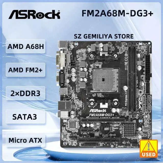 Main image of FM2A68M-DG3+ Motherboard Socket FM2+ A68H DDR3 32GB Micro ATX PCIe 3.0 Support A10 785 A8 750 A10 786 A8 550 CPU
