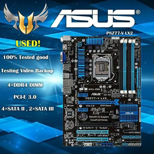 Alt view image 2 of 3 - P8Z77-V LX2 P8Z77V LX Randomly Ships 2 Models Desktop Motherboard Z77 Socket LGA 1155 I3 I5 I7 DDR3 32G SATA3 USB3.0 ATX