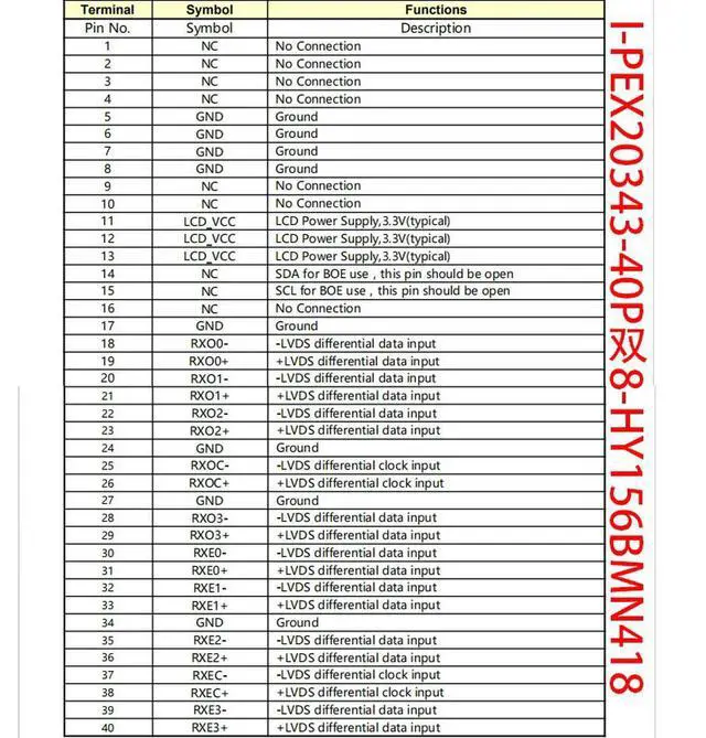 Alt view image 3 of 3 - I-PEX20454-40P Single 8-screen LVDS industrial control screen HY156BMN418 Teflon wide-temperature industrial wire rod