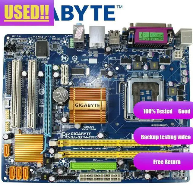 Alt view image 2 of 3 - GA-G31M-ES2C Desktop Motherboard G31 Socket LGA 775 For Core 2 DDR2 4G Micro ATX
