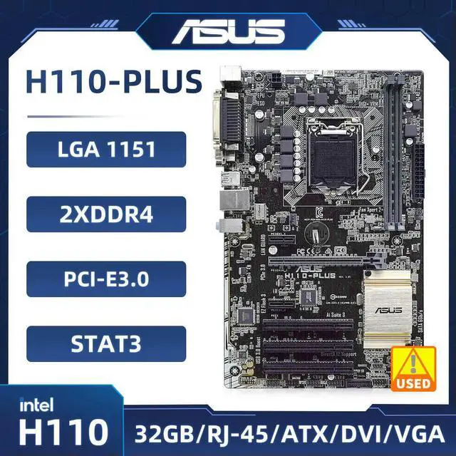Main image of H110-PLUS Motherboard LGA 1151 H110 DDR4 32GB supportCore i3-6300 i3-7300 i5-6500 i7-7700 i5-7400 cpu ATX