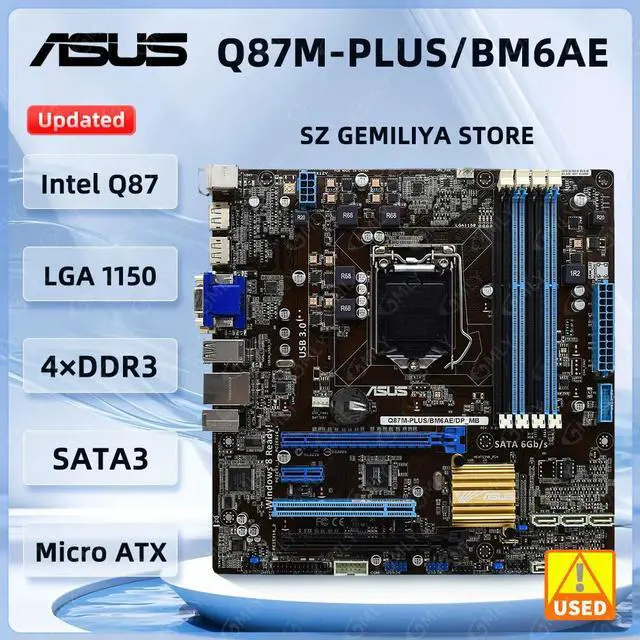 Main image of Q87M-PLUS Motherboard Q87M-PLUS/BM6AE/DP_MB Q87 LGA 1150 DDR4 16GB support i7-4770 i5-4590 i5-4670 i3-4360 i3-4130