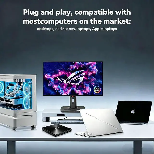 Alt view image 3 of 3 - 8x USB 2.0 external DVD burner, optical drive, black (compatible with system/SDRW-08U7C-U)