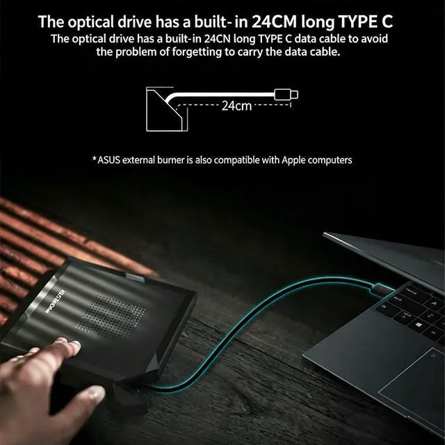 Alt view image 2 of 3 - 8x external optical drive DVD burner Type-C interface cable self (SDRW-08V1M-U light and shadow)