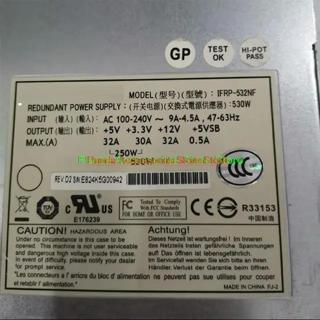 Alt view image 6 of 6 - For ETASIS Puan Disk Array Power Supply 9273ECPSU IFRP-532NF 530W
