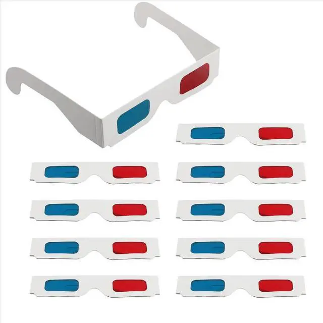Alt view image 2 of 3 - 3D Glasses, 10 Pairs Red and Blue Paper Stereo Lenses for Movies Set Anaglyph Paper 3D Glasses