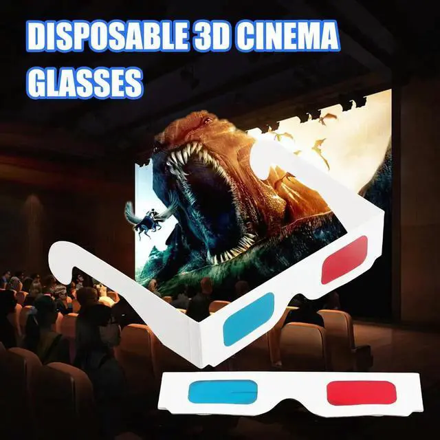 Alt view image 3 of 3 - 3D Glasses, 10 Pairs Red and Blue Paper Stereo Lenses for Movies Set Anaglyph Paper 3D Glasses
