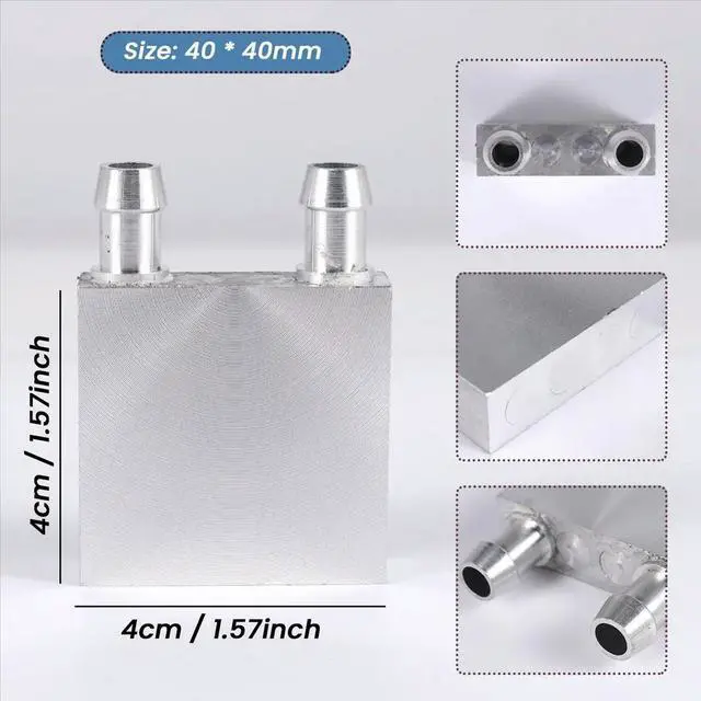 Main image of Primary Aluminum alloy Water Cooling Block 40x40mm for Liquid Water Cooler Heat Sink System Silver Use For PC Laptop CPU
