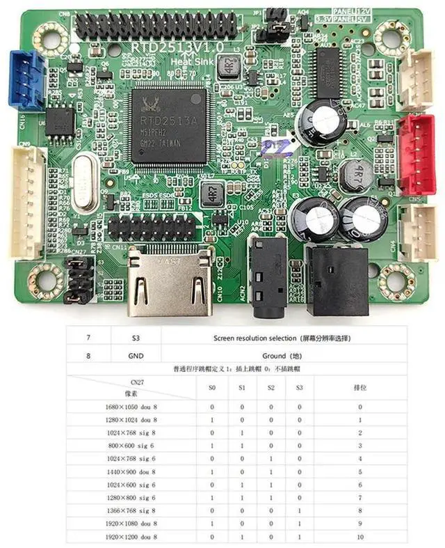 Alt view image 3 of 3 - Program-free RTD2513V1.0 LCD business display industrial control motherboard HDMI input to LVDS output HD driver board