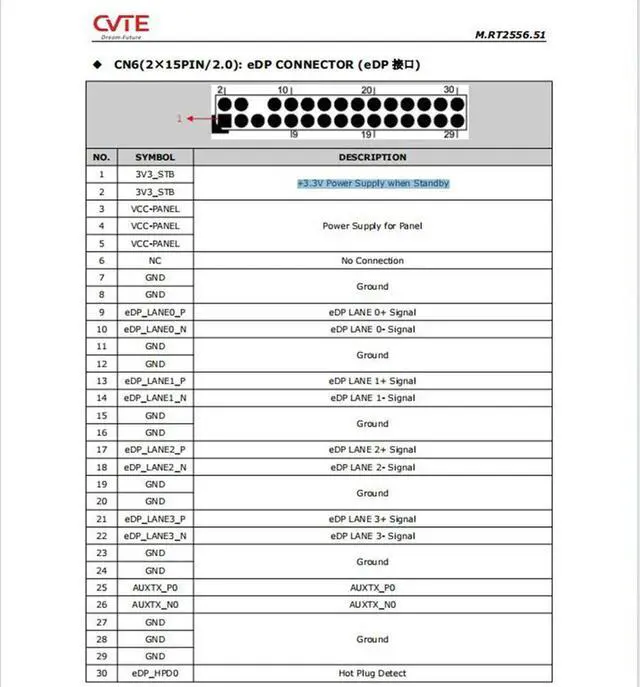 Alt view image 3 of 3 - FPC51P 0.3MM spacing double row 20982-051E Lehua 2556 motherboard EDP screen cable TV156FHM-NM0